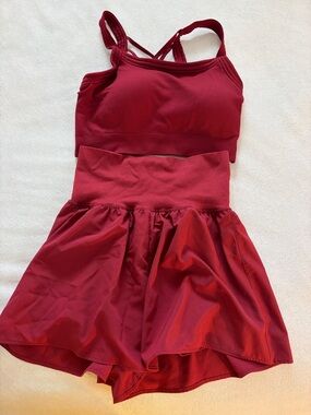 Yogalicious Red/Maroon Athletic Set (Shorts & Sports Bra Top)